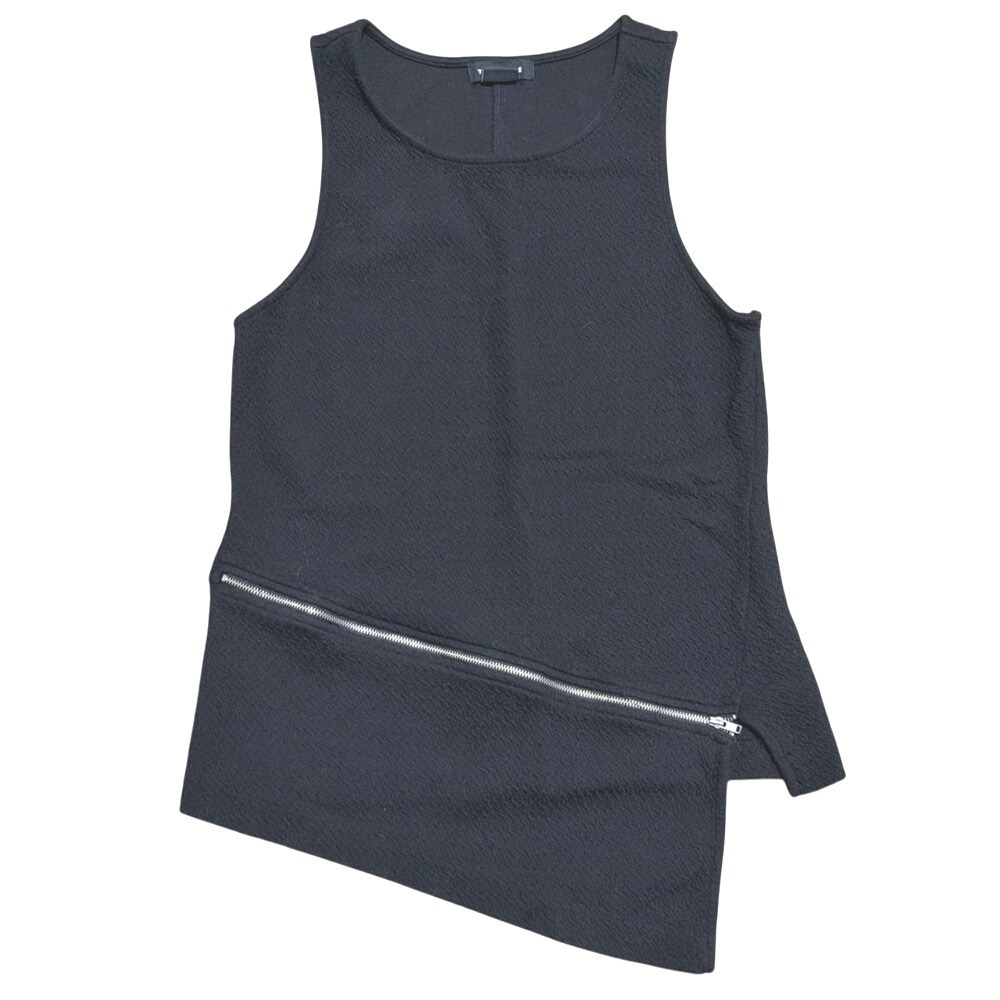 Trouve Black Tank Top Womens M Medium Textured Shirt Zipper Accent Asymmetrical
